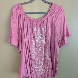 NWT Pink Embroidered Women's Top